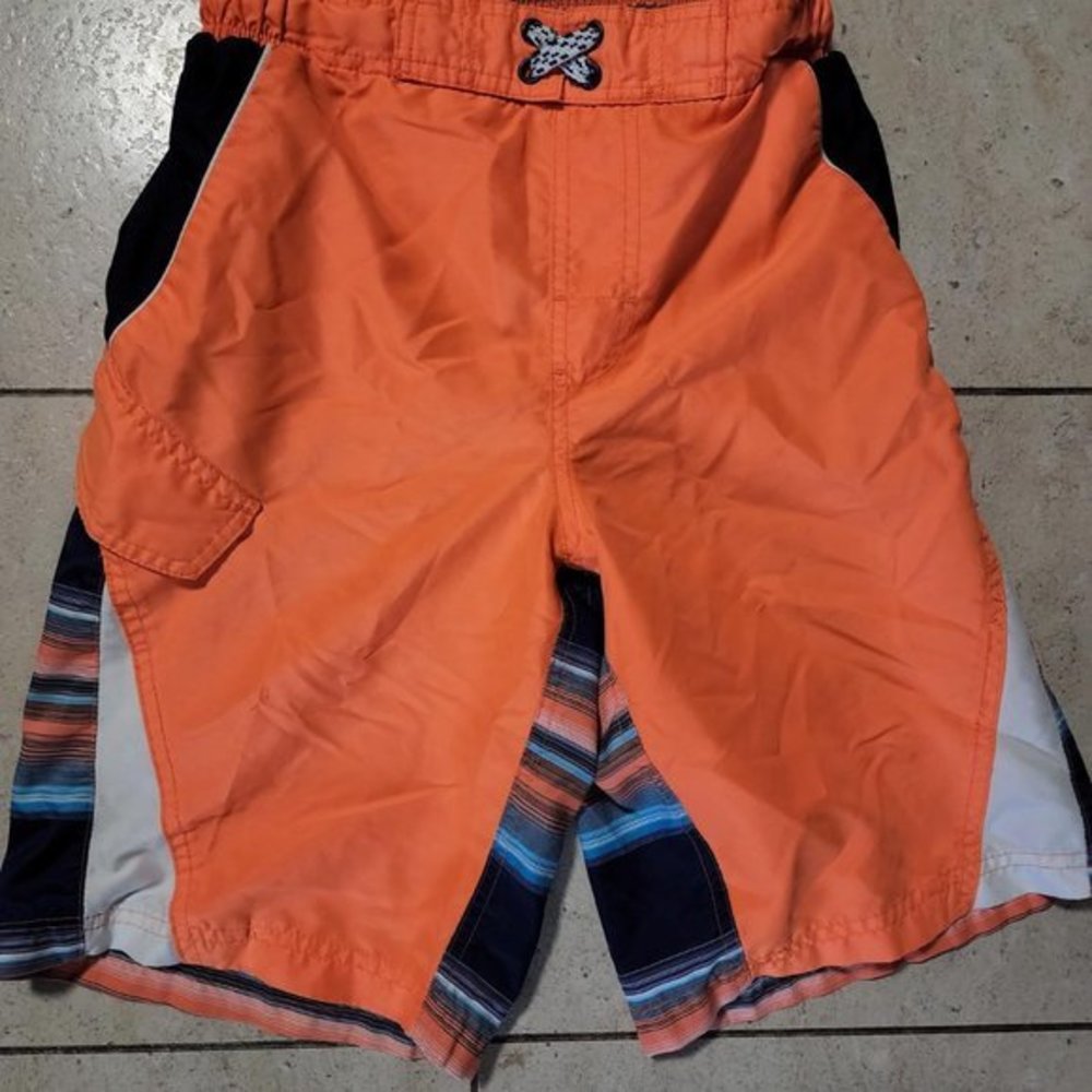 Orange Multicolor Striped Back Large‎ Swim Trunks OP Beach Swim